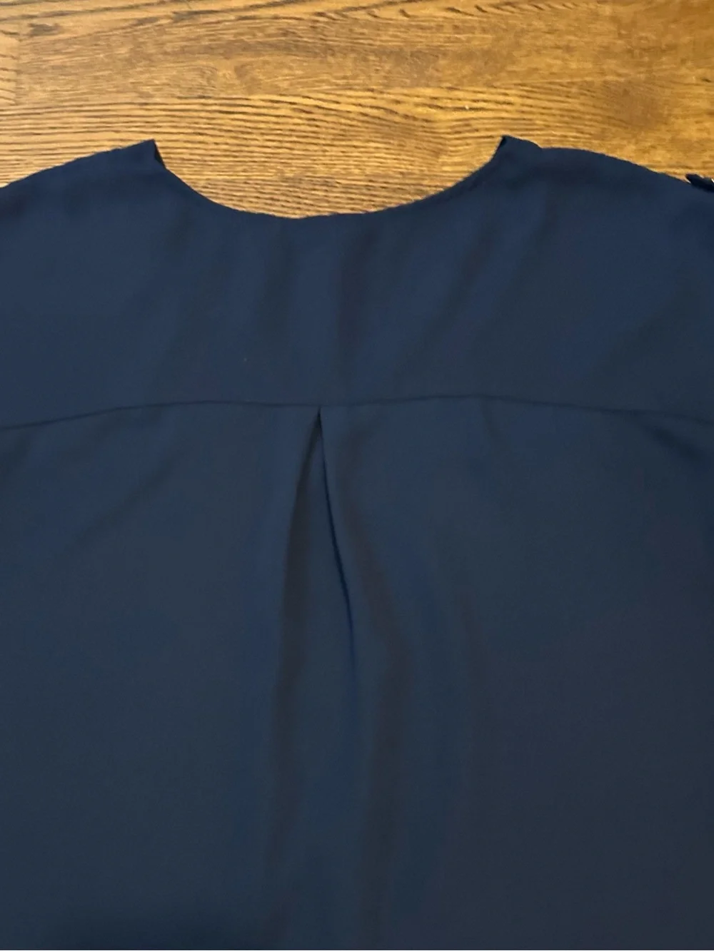 New York & Company Navy V-Neck Cap Sleeve Blouse 0089